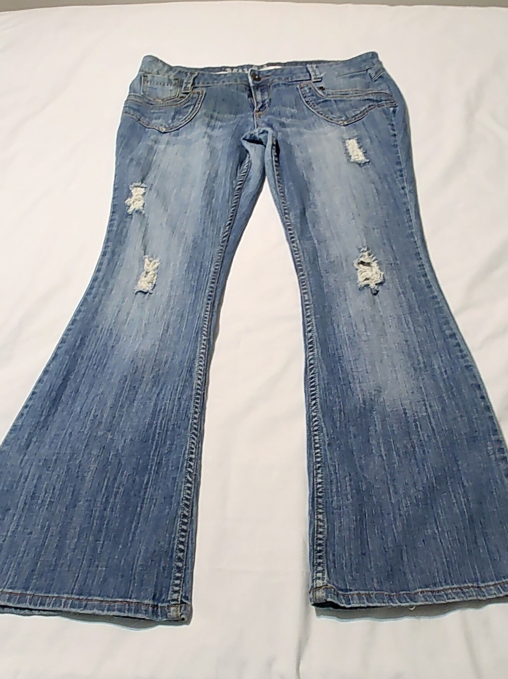 Mudd Y2K Distressed Flare Low Rise Jeans